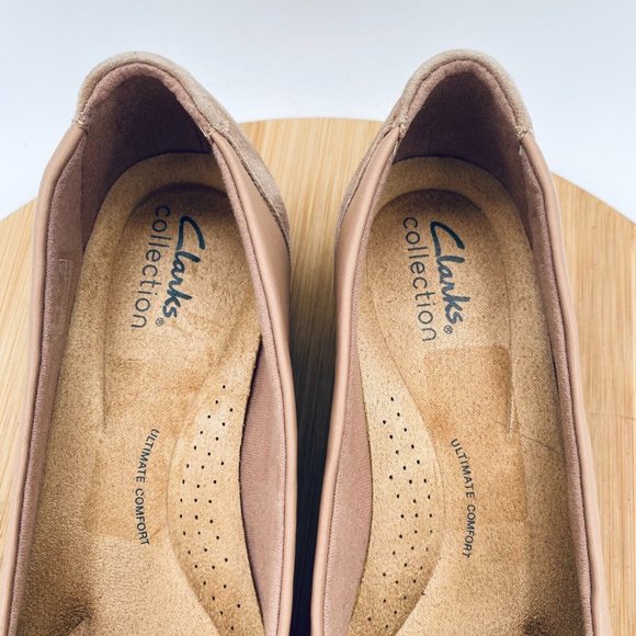 COPY - Clarks Womens Shoes 7 Beige Suede Slip On Comfort Ballet Flats Loafers B… - Picture 3 of 11